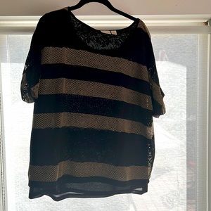 Chicos Top, Black & Tan; Size 3 (16-18)